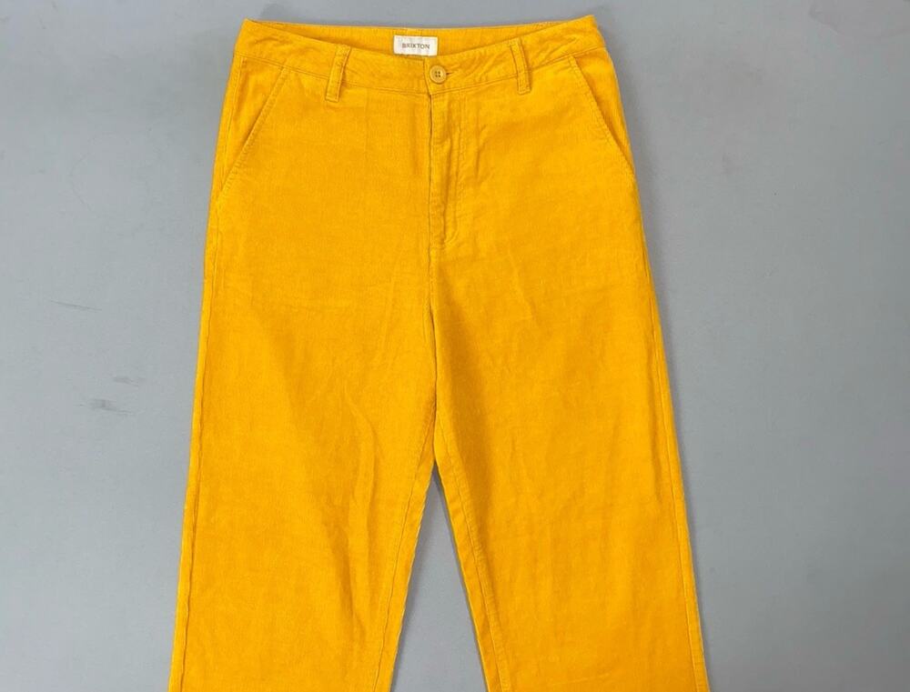 Brixton Women's 100% Cotton Wide Leg Corduroy Chino Pants. Sunburst Yellow, 26.